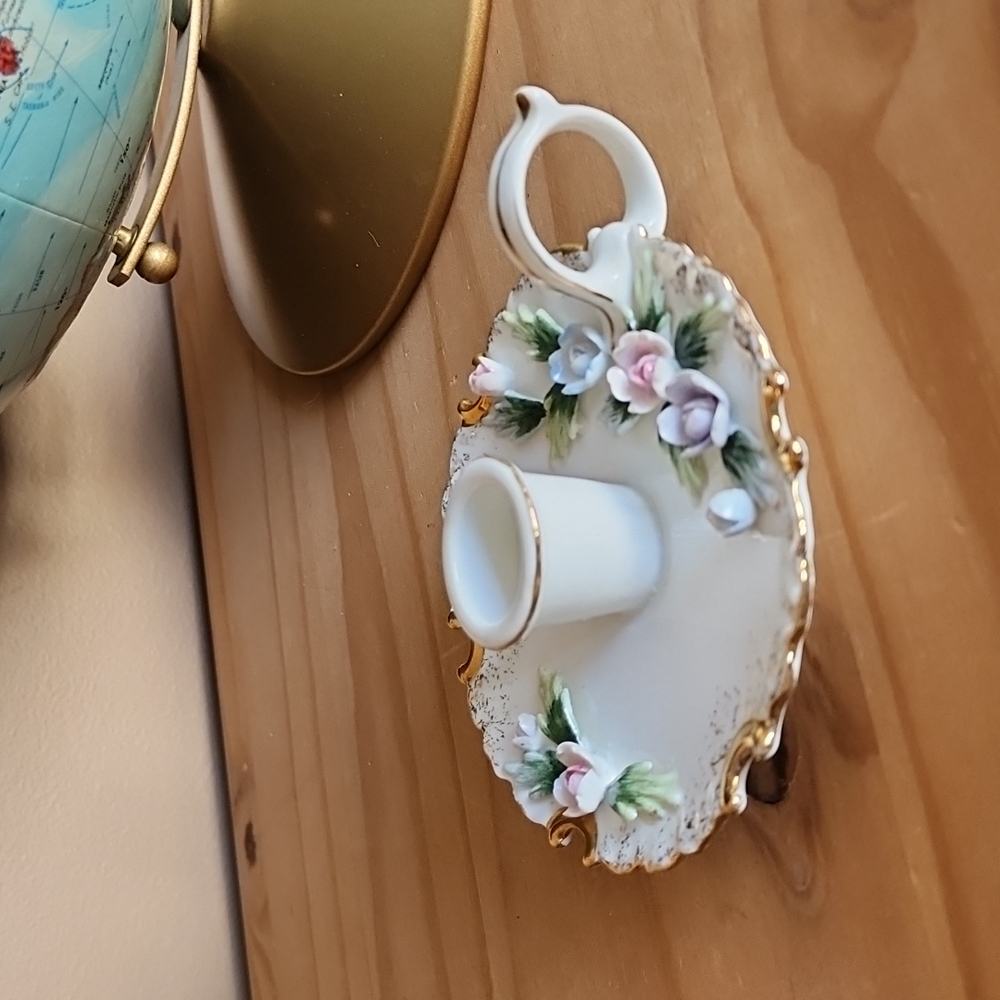 Vintage Lefton handpainted candle holder